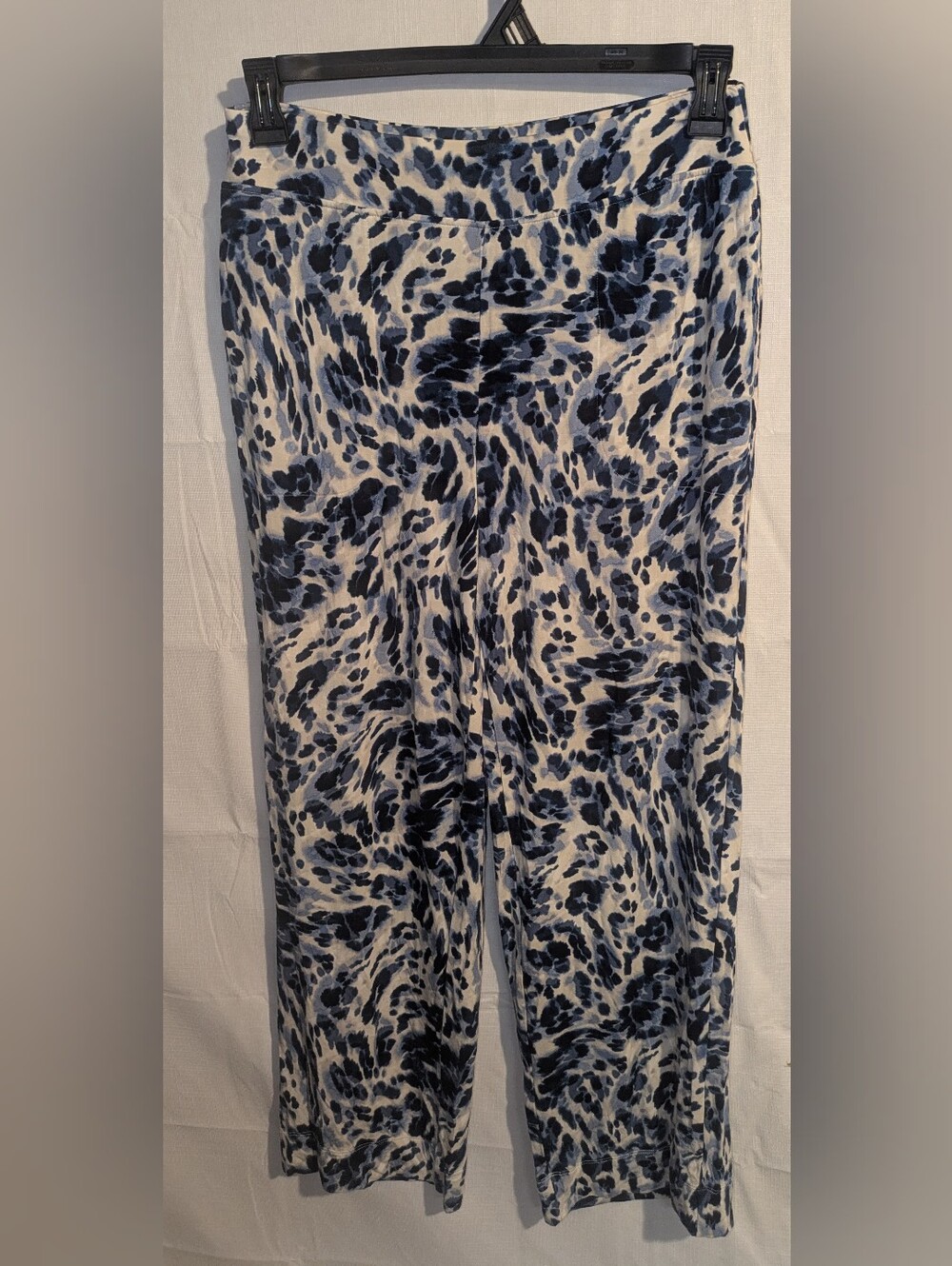 Soma Blue and White Animal-Print Wide Leg Pants